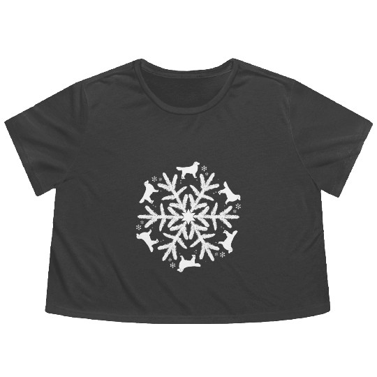 Golden Retriever Snowflake Pattern Flowy Cropped Tees
