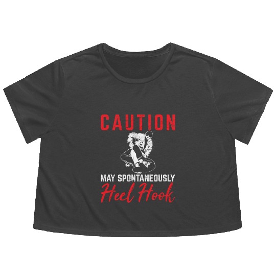 Caution May Spontaneously Heel Hook BJJ Jiu Jitsu Flowy Cropped Tees