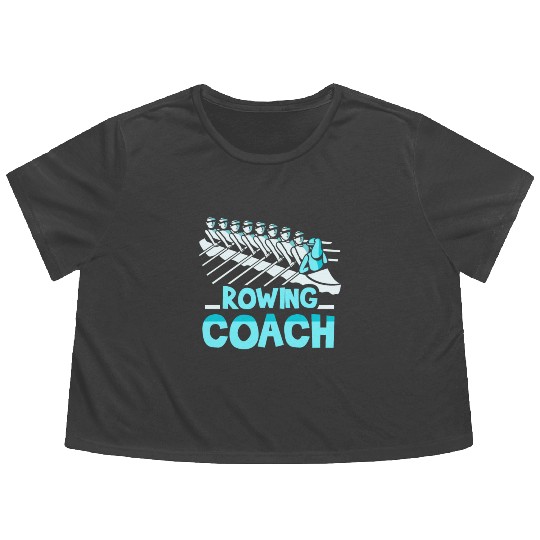 Rowing Coach Rower Row Sports Crew Flowy Cropped Tees