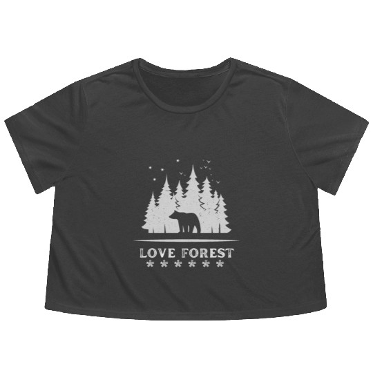 I love forest bear Flowy Cropped Tees