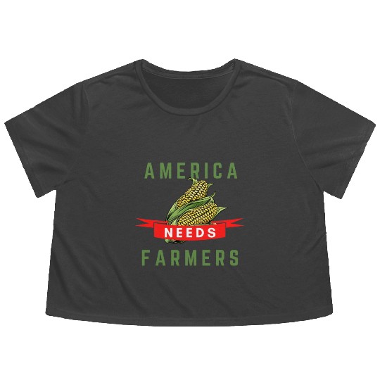 America Needs Farmers Flowy Cropped Tees - Gifts For Farmers