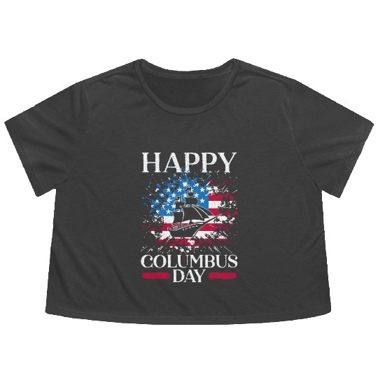 Happy Columbus Day Christopher Columbus Navigator Flowy Cropped Tees