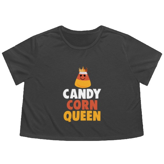 Candy Corn Queen Halloween Trick Or Treat Flowy Cropped Tees