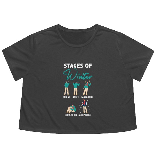 Stages Of Winter Snow Snowy Climate Winter Season Flowy Cropped Tees