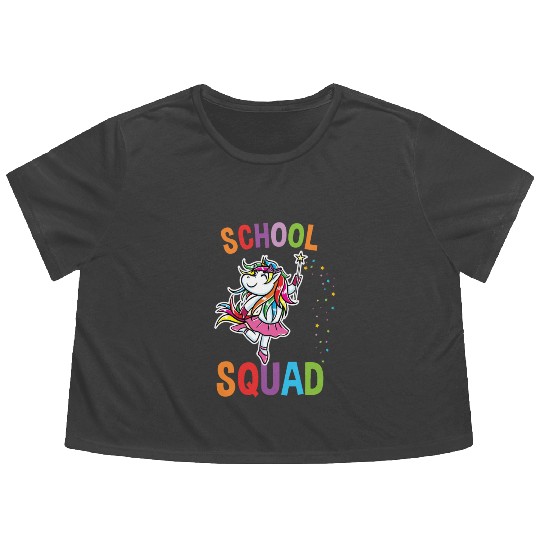 School Squad Unicorn Back To School Flowy Cropped Tees