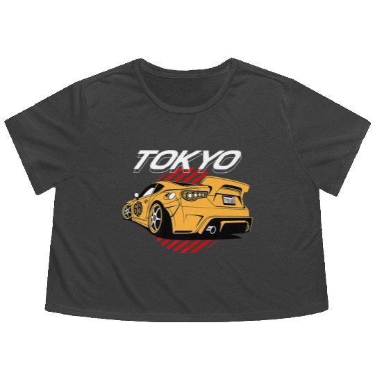 Tokyo Race Car Japan Street Racing Premium Flowy Cropped Tees