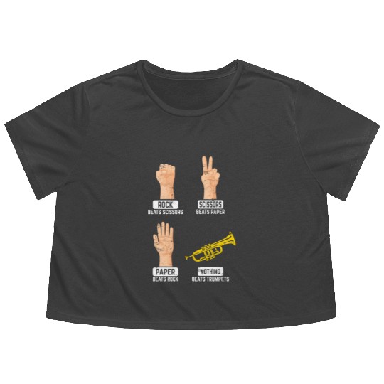 Rock Paper Scissors Nothing Beats Trumpets Trumpet Flowy Cropped Tees