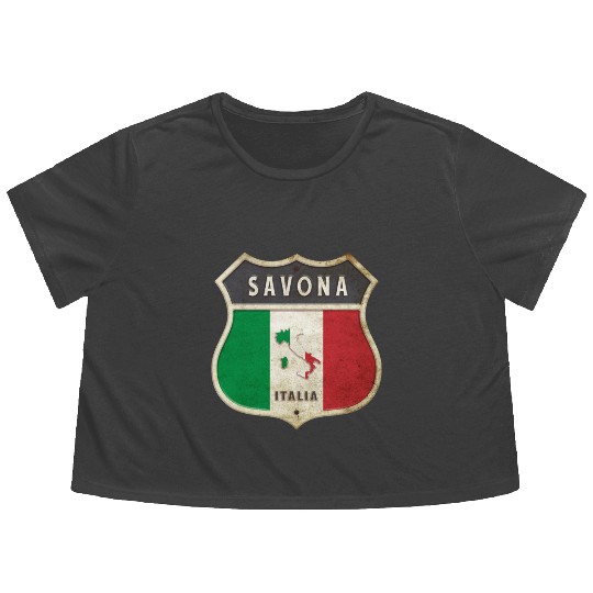 Savona Italy coat of arms flags design Flowy Cropped Tees