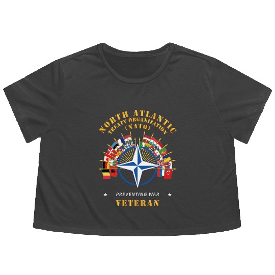 Army NATO Preventing War Veteran X 300 Flowy Cropped Tees