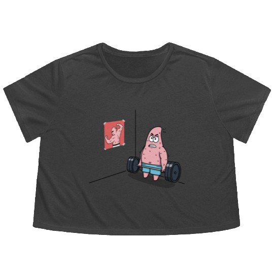 Majin Buu vs Patrick - Funny Anime Gym and Workout Flowy Cropped Tees