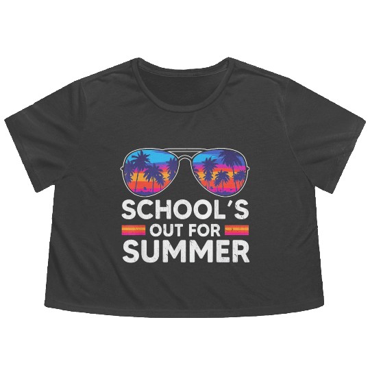 Schools Out For Summer Teacher Flowy Cropped Tees