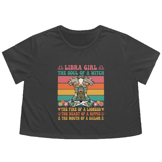 Libra Girl Astrology Sign Flowy Cropped Tees