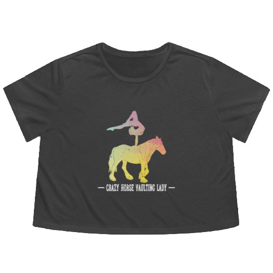 Crazy Horse Vaulting Lady Horseback Vaulting Flowy Cropped Tees