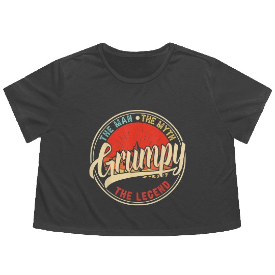 Grumpy The Man The Myth The Legend Flowy Cropped Tees