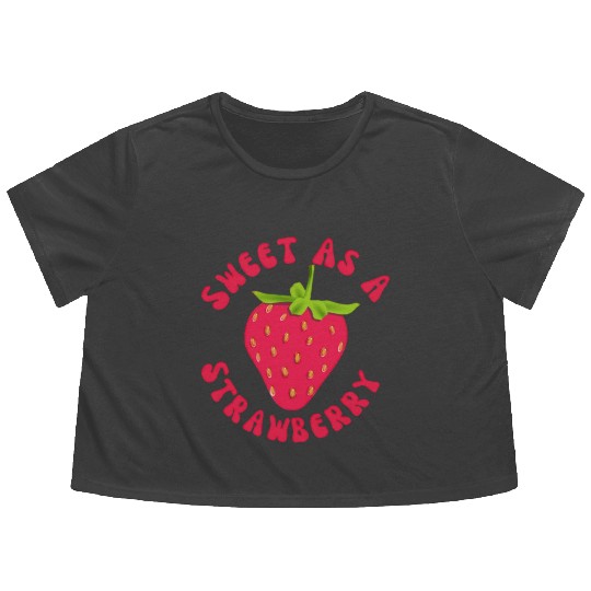 Sweet As A Strawberry Flowy Cropped Tees