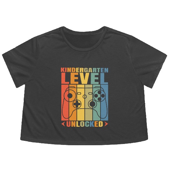 Back to School Kindergarten Level Unlocked Gamer Flowy Cropped Tees