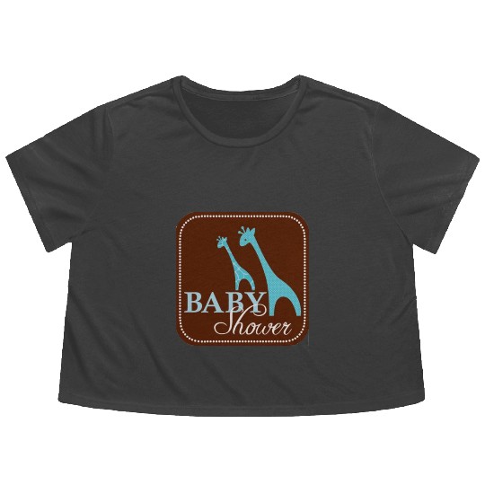 Giraffe Baby Shower Flowy Cropped Tees