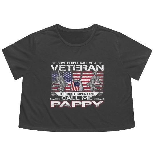 Mens Some People Call Me A Veteran The Most Flowy Cropped Tees