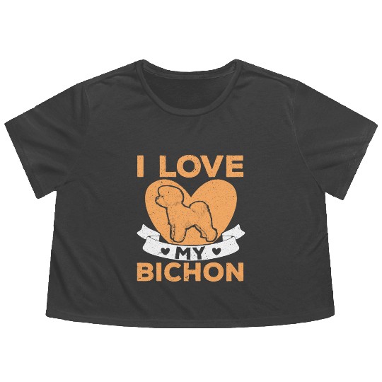 Bichon Frise Dog Lover Dog Breeder Puppy Paw Love Flowy Cropped Tees