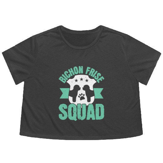 Bichon Frise Squad Dog Lover Puppy Paw Love Flowy Cropped Tees