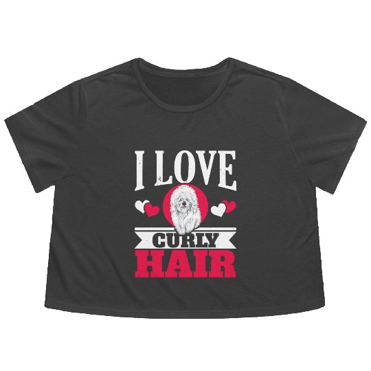 I Love Curly Hair Bichon Frise Dog Lover Puppy Paw Flowy Cropped Tees
