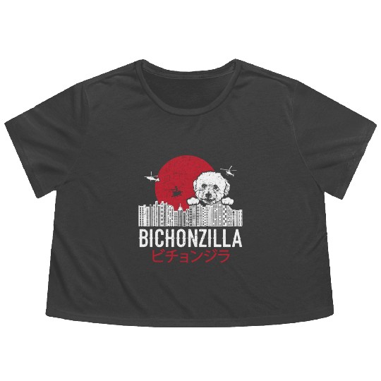 Bichonzilla Bichon Frise Dog Lover Puppy Flowy Cropped Tees