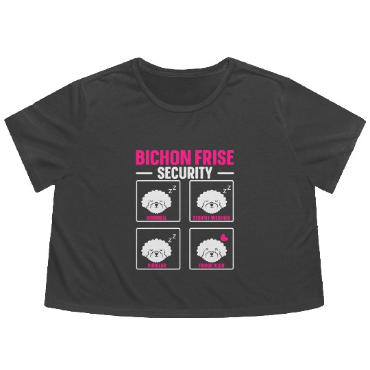 Bichon Frise Security Dog Lover Puppy Paw Love Flowy Cropped Tees
