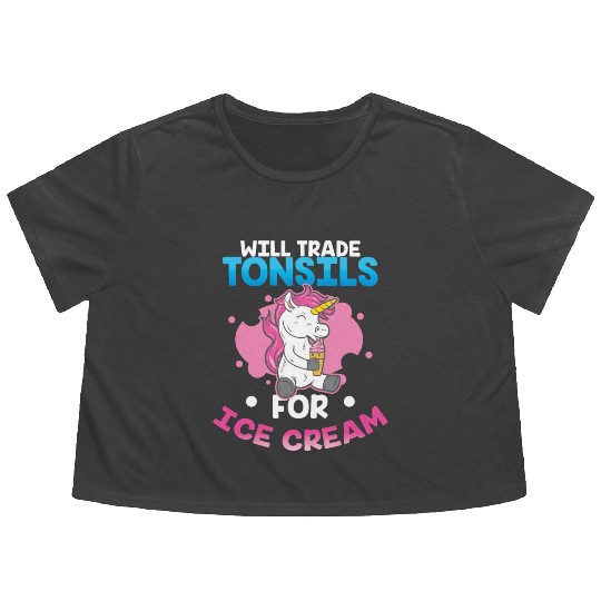 Will Trade Tonsils For Ice Cream Surgery Gift Flowy Cropped Tees