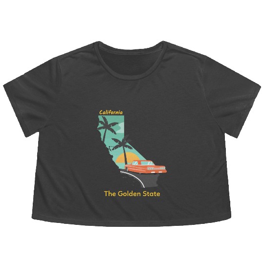 California The Golden State Flowy Cropped Tees