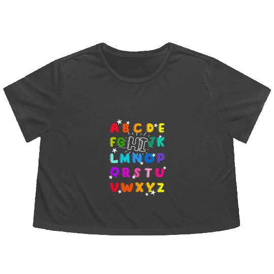 Funny PreK Kindergarten Hi Alphabet Back To School Flowy Cropped Tees