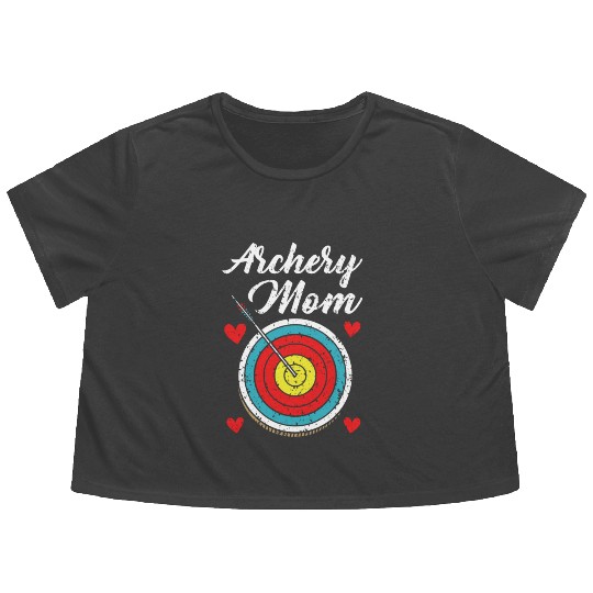 Archery Mom Bow Arrow Bowman Mother Target Archer Flowy Cropped Tees