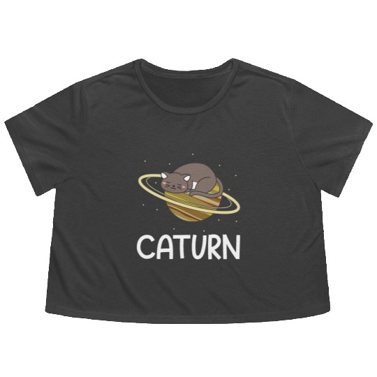 Caturn Cat Owner Saturn Astronomer Astronomy Flowy Cropped Tees