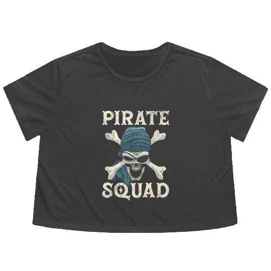Pirate Squad Caribbean Buccaneer Pirate Lover Flowy Cropped Tees