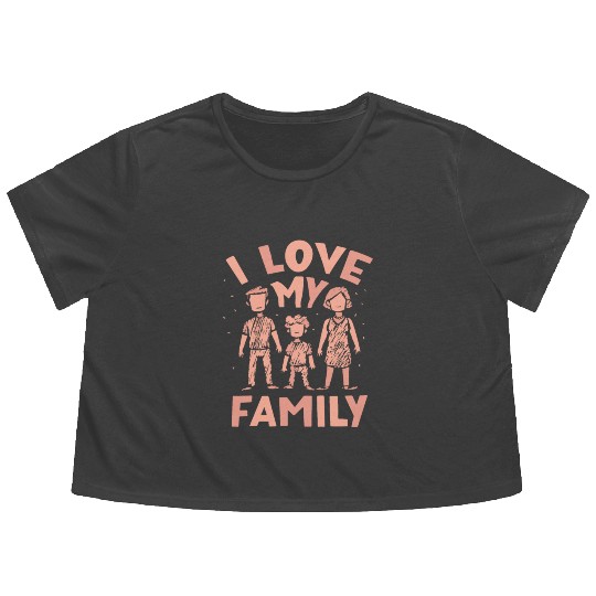 I Love My Family Families Gathering Reunion Flowy Cropped Tees