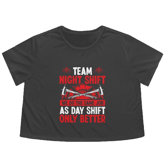 Night Shift Firefighter Fire Hose Mask Volunteer Flowy Cropped Tees