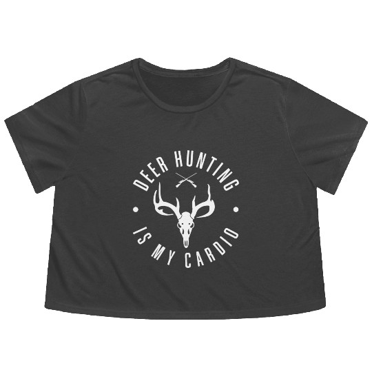 Buck Deer Hunting Hunter Antler Flowy Cropped Tees