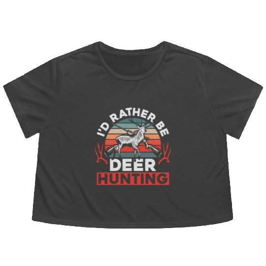 Buck Deer Hunting Hunter Vintage Flowy Cropped Tees