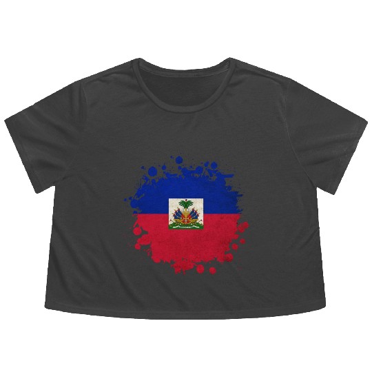 Haiti flags blob Flowy Cropped Tees