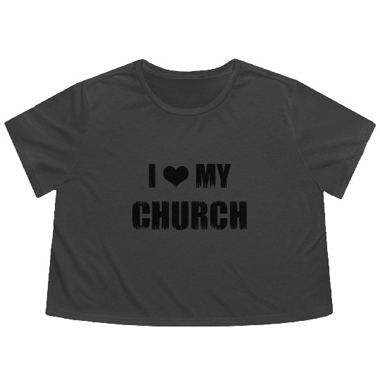 Christianity Gift I Love My Church Christian Flowy Cropped Tees