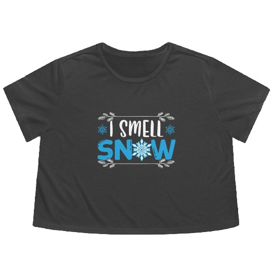 I Smell Snow Lover Ice Cold Snowy Winter Season Flowy Cropped Tees
