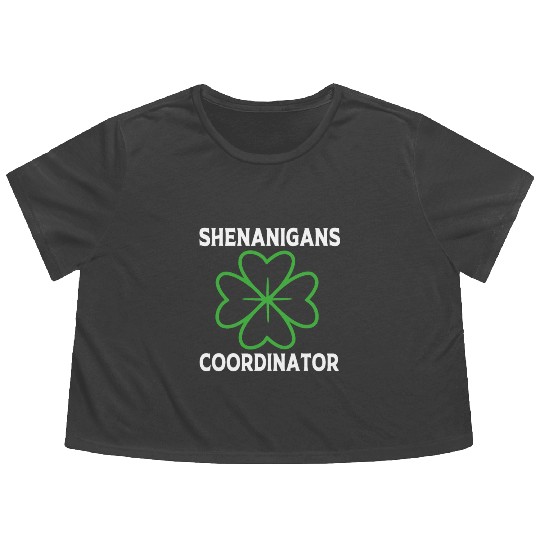 Shenanigans Coordinator Teacher St Patricks Day Flowy Cropped Tees