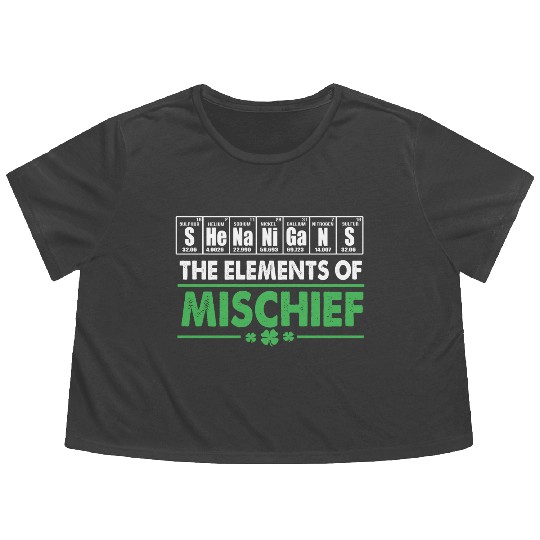 St Patrick Day Science Periodic Table Shenanigans Flowy Cropped Tees