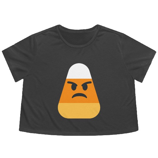 Angry Candy Corn Halloween Costume Flowy Cropped Tees