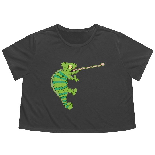 Wildlife Climbing Chameleon Animal Welfare Gift Flowy Cropped Tees