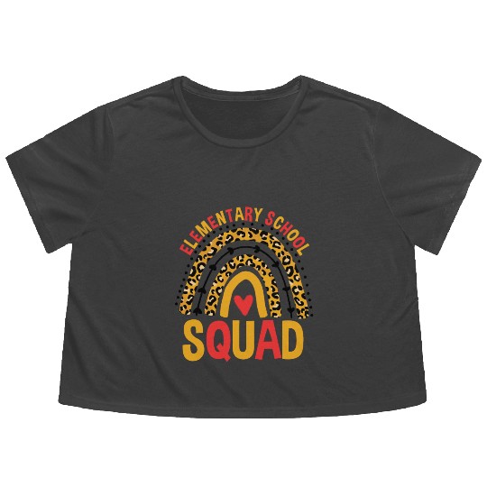 Back To School Leopard Elementary School Squad Flowy Cropped Tees