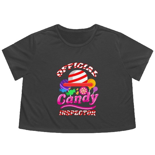 Official Candy Inspector For Halloween Flowy Cropped Tees