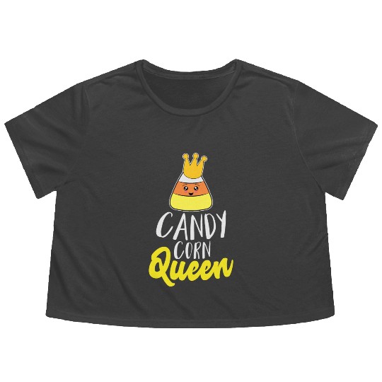 Candy Corn Queen Flowy Cropped Tees for Kid Girls Women