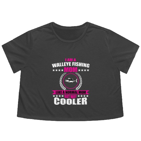Walleye Fishing Mom For Women Flowy Cropped Tees