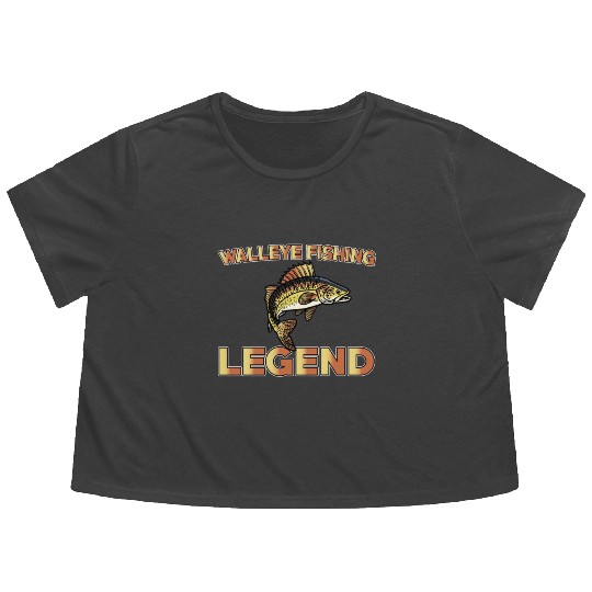 Great Walleye Fishing Legend Flowy Cropped Tees