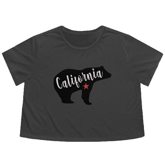 California Bear Flag Flowy Cropped Tees